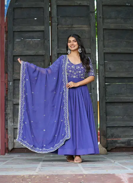 KA 1204 Faux Georgette Embroidered Work Gown Best Wholesale Shop In Surat
